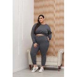 Moletom Plus Size Felpudo Cinza Mescla 0400.02 - 0... - JOYCEPRADO