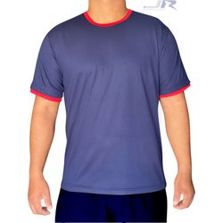 Camiseta Unissex Azul Marinho com Manga Falsa e Go... - JR Confeções