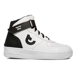Tenis Sapato Cano Alto Unissex Branco com Preto - Lays Campos