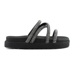 Sandália Papete Flat Birken Feminina Preto - Lays Campos