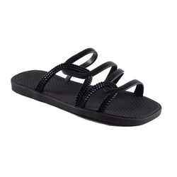 Sandália Rasteirinha Feminina Luar Preto - Lays Campos