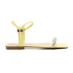 Sandália Luna Com Strass Rasteirinha Amarelo - Lays Campos