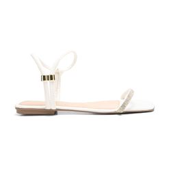 Sandália Luna Com Strass Rasteirinha Branco - Lays Campos