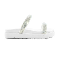 Papete Sandália Feminina Com Strass Branco - Lays Campos
