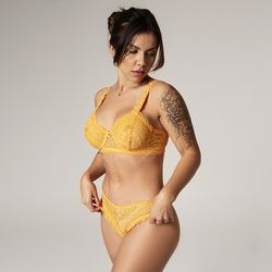 Conjunto Plus Size Renda Sutiã Meia Taça Sem Bojo ... - Jugley Lingerie