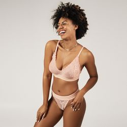 Conjunto Sutiã Sem Bojo E Tanga Fio Dental Elástic... - Jugley Lingerie