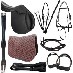 KIT 1 SELA DE SALTO CMAN PRETA COM ARREAMENTO COMP... - Jumping Horse