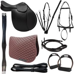 KIT 1 SELA DE SALTO FLEX ANDRADE PRETA COM ARREAME... - Jumping Horse