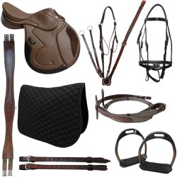 KIT 2 SELA DE SALTO PREMIUM ANDRADE MARROM COM ARR... - Jumping Horse
