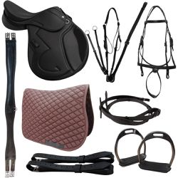 KIT 2 SELA DE SALTO PREMIUM ANDRADE PRETA COM ARRE... - Jumping Horse