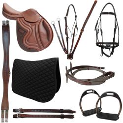 KIT 2 SELA DE SALTO CMAN PREMIUM MARROM COM ARREAM... - Jumping Horse
