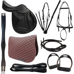 KIT 2 SELA DE SALTO CMAN PREMIUM PRETA COM ARREAME... - Jumping Horse