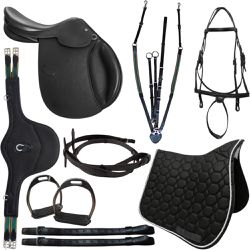 KIT 3 SELA DE SALTO CMAN PRETA COM ARREAMENTO COMP... - Jumping Horse