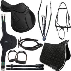 KIT 4 SELA DE SALTO ANDRADE PREMIUM PRETA COM ARRE... - Jumping Horse