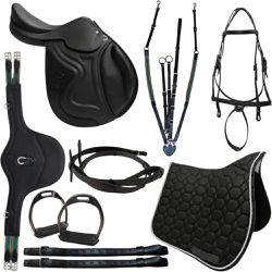 KIT 4 SELA DE SALTO CMAN PREMIUM PRETA COM ARREAME... - Jumping Horse