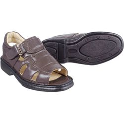 Sandália Masculina de Couro Bico Aberto Ref.: 3600... - JVClay