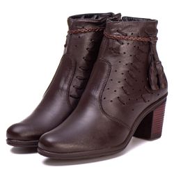 Coturno Saltinho 6803 Bota Feminina Café de Couro ... - JVClay