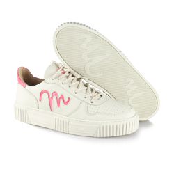 Tênis Feminino Casual Movers Couro Off White/Pink ... - JVClay