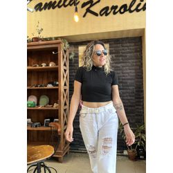 Blusa cropped Curitiba - Preto - Kamila Karolina 