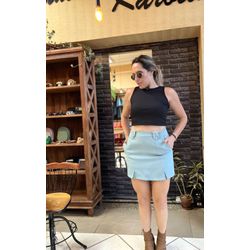 Blusa Cropped Canelado Lajeado - Preto - Kamila Karolina 