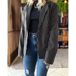 Blazer Risca de Giz Dallas - Preto - Kamila Karolina 