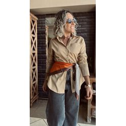 Camisa em linho Poranga - Doce de leite - Ana Radi Store