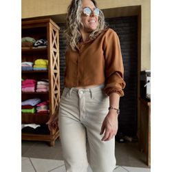 Camisa Cropped Lindóia - Caramelo - Kamila Karolina 