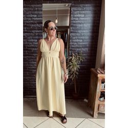 Vestido longo Paraty - Amarelo Manteiga - Ana Radi Store