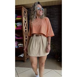 T- Shirt cropped Ubatuba - Laranja Neon - Kamila Karolina 