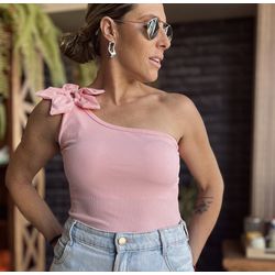 Blusa nula manga Flor Guarani - Rosa bebê - Kamila Karolina 