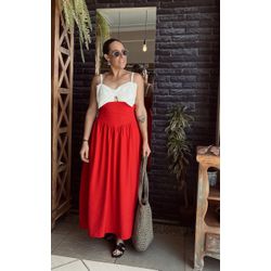 Vestido Midi com laço Áurea - Vermelho - Kamila Karolina 