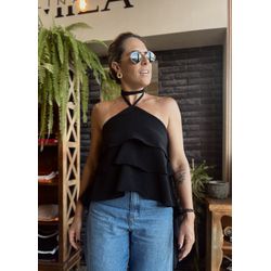 Blusa babados Trancoso - Preto - Kamila Karolina 