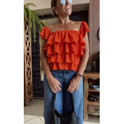 Blusa com Babados Valença - Laranja - Kamila Karolina 