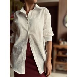 Camisa em linho Califórnia - Branca - Kamila Karolina 
