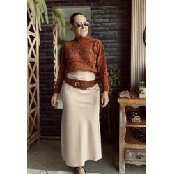 Blusa tricô mousse Caiana - Terracota - Kamila Karolina 