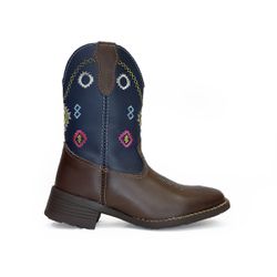 Bota Texana Feminina Infantil Em Couro Azul 7253 K... - Kapell Calçados