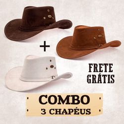 Combo 03 Chapéus Masculinos Estilo Americano Café ...