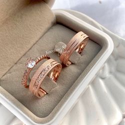 Alianças Cecilia 6 mm Prata banhada a ouro Rose co... - Karoline Alianças 