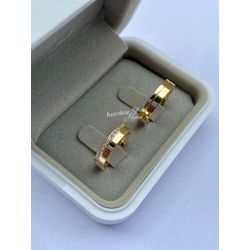  Alianças tiffany 4 mm moeda antiga com 15 pedra d... - Karoline Alianças 