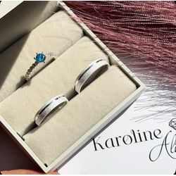Alianças Bruna com 4 mm Prata acabamento fosco dia... - Karoline Alianças 