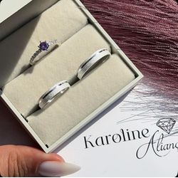 Alianças Bruna com 4 mm Prata acabamento fosco dia... - Karoline Alianças 