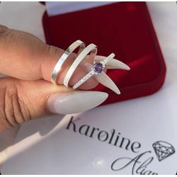 Aliança Miami Tradicional 2 mm com anel elisa - 45... - Karoline Alianças 