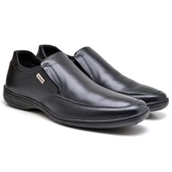 Sapato Confort Masculino em couro - 548 Preto - Kauany Calçados