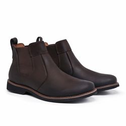 Bota Chelsea Couro Masculina Ref.: 101 NOBUCK CAFÉ... - Kauany Calçados