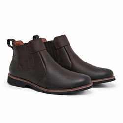 Bota Chelsea Couro Masculina Ref.: 103 NOBUCK CAFÉ... - Kauany Calçados