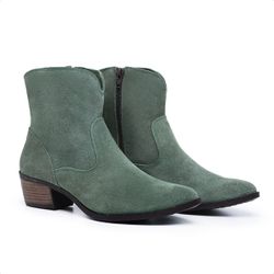 Bota Country Feminina Cano Medio Ref.: 1100 Camurça Esmeralda