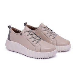 Tênis Feminino Casual Linha Mary Ref.:1610 Off Whi... - Kauany Calçados