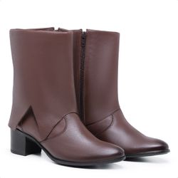 Bota Feminina Cano Médio Manta Ref.: 0305 Marron -... - Kauany Calçados