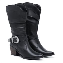 Bota Western Feminina Sanfonada Ref.: 3015 Preto -... - Kauany Calçados