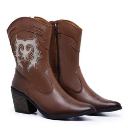 Bota Western Feminina Ref.: 3002 Havana e Prata - ... - Kauany Calçados